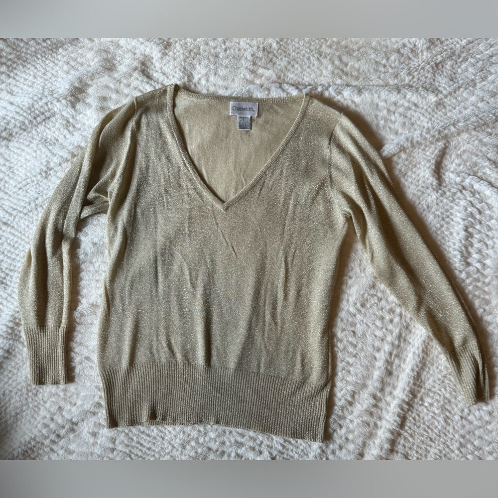 Chadwicks Gold V-Neck Women's Sweater